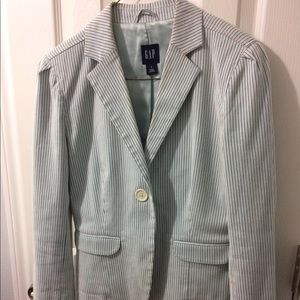 GAP light blue & white strip blazer